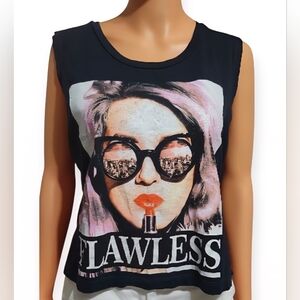 On Fire Black Graphic Crop Tank Top